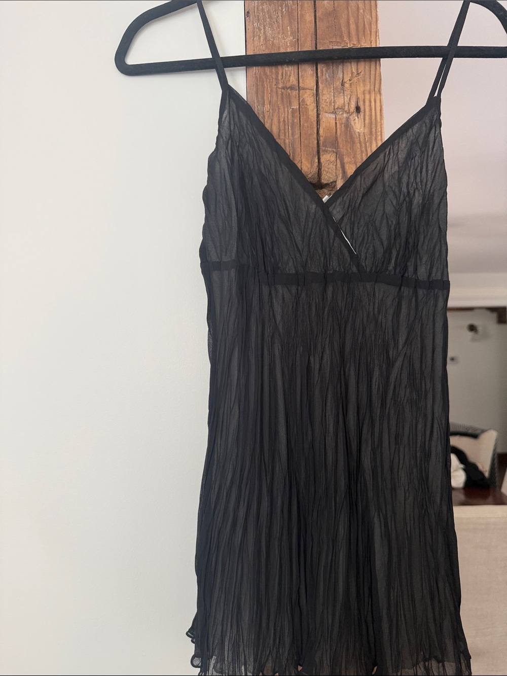 White House Black Market Black Sheer Crinkle top